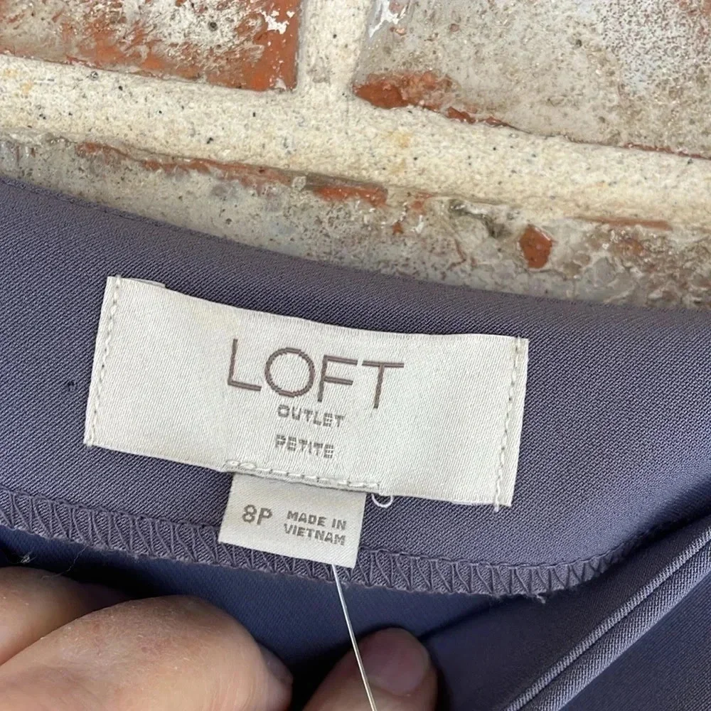 Loft Gray Sleeveless Square‎ Neck Side Slit A-line Midi Dress